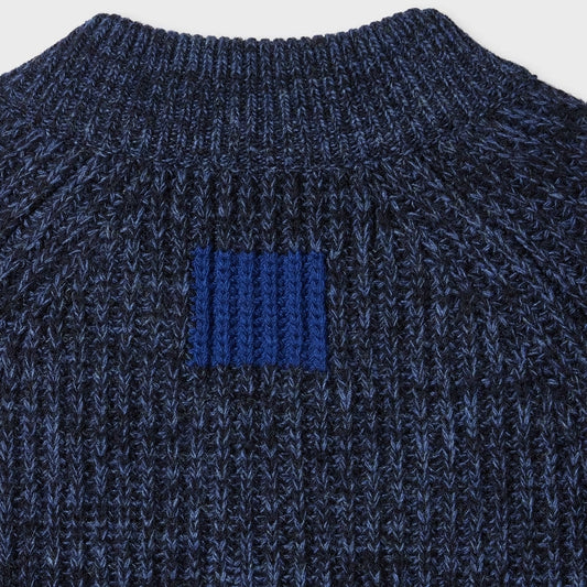 - Knitted Bomber Cardigan - Navy