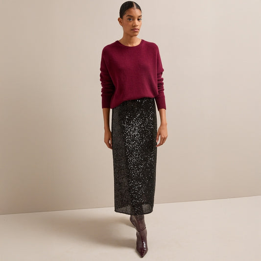 - Scarlett Sequin Maxi Skirt - Black