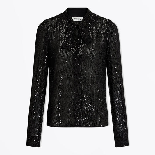 - Elara Sequined Blouse - Black