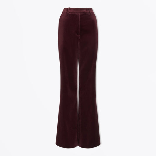 - Taylor Velvet Wide Leg Trousers - Burgundy
