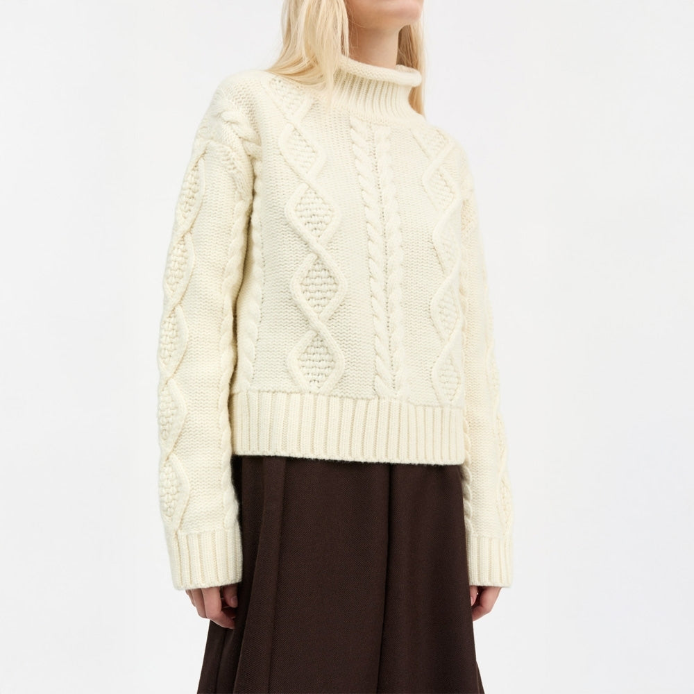 - White Sun 0-Neck Jumper - Ecru