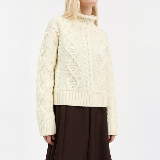 - White Sun 0-Neck Jumper - Ecru