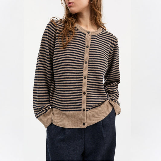 - Senna Cardigan - Brown/Navy Stripe