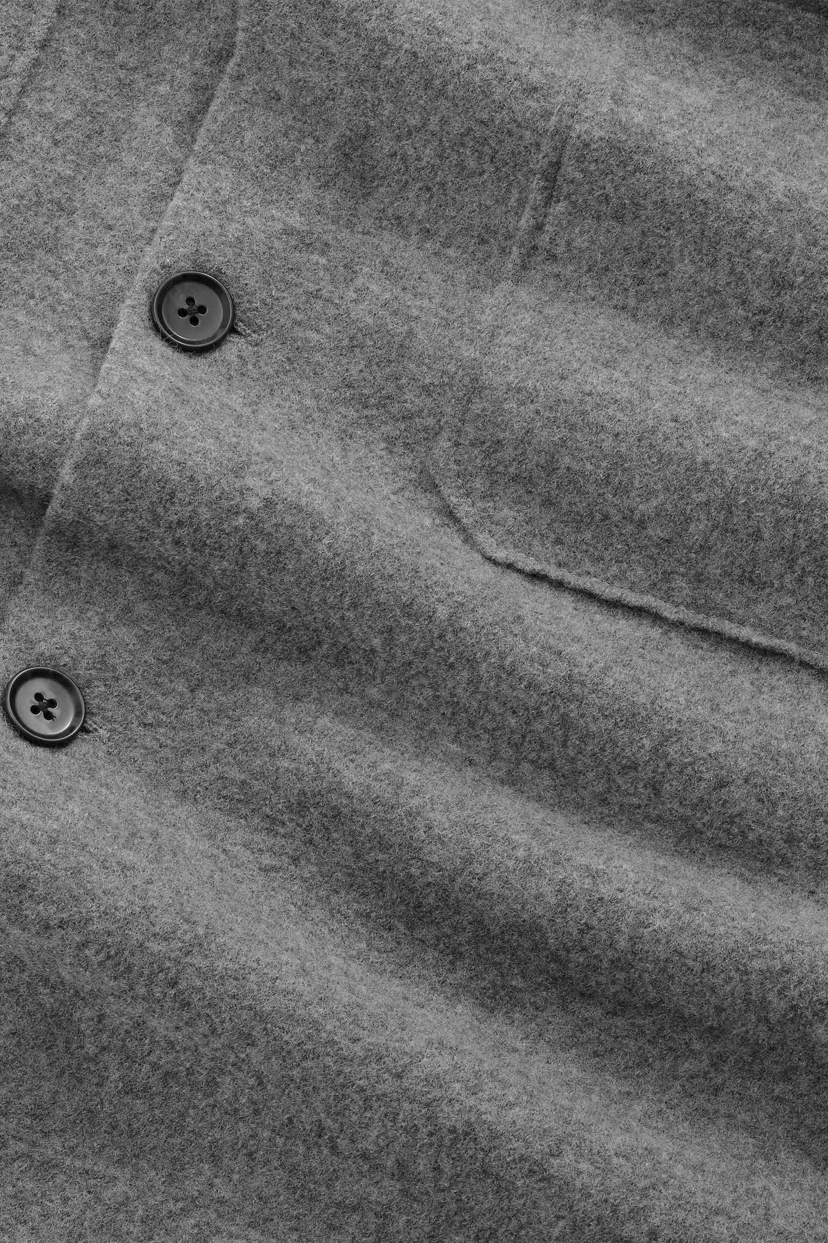NN07 Jonas Boiled Merino Wool Overshirt - Dark Grey Melange