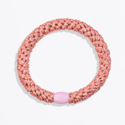 Coral Glitter Hair Tie