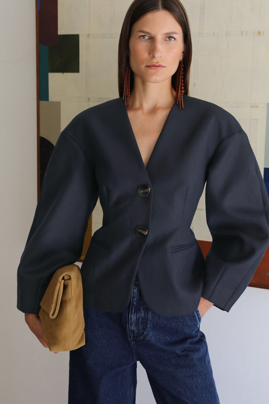 Sophia Sculptural Blazer - Navy
