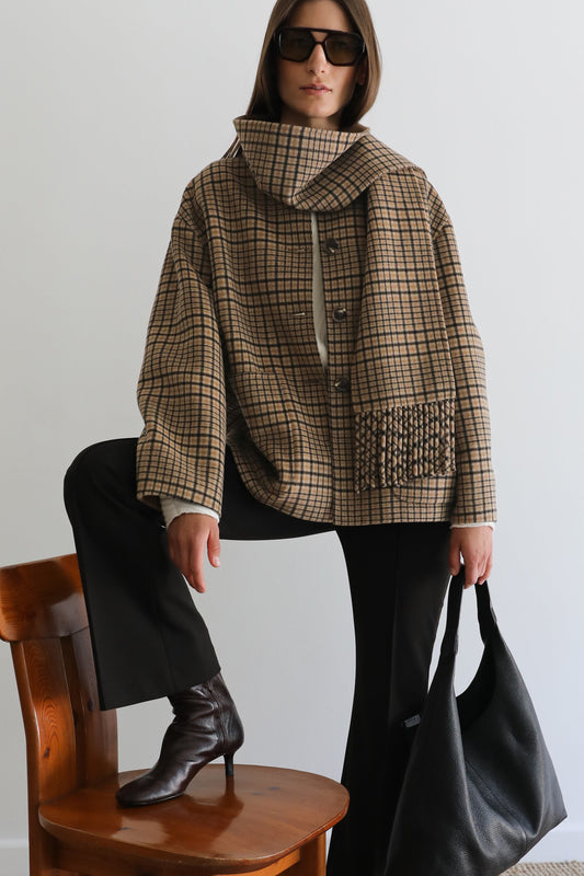 Quinn Double Faced Check Scarf Jacket - Check