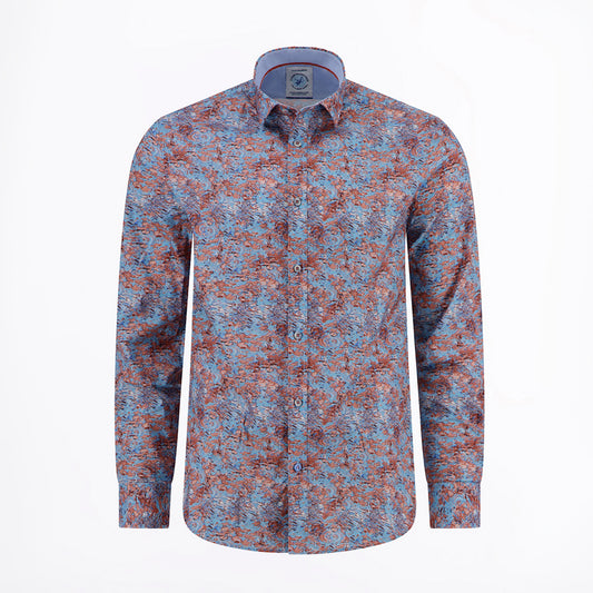 Watercolour Lily Shirt - Blue Red