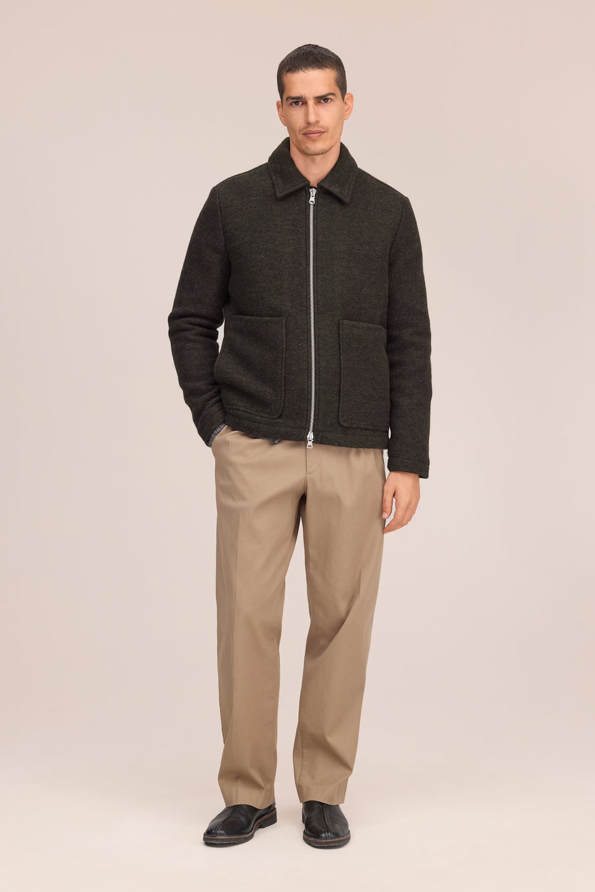 NN07 Gael Wool Check Jacket - Dark Army