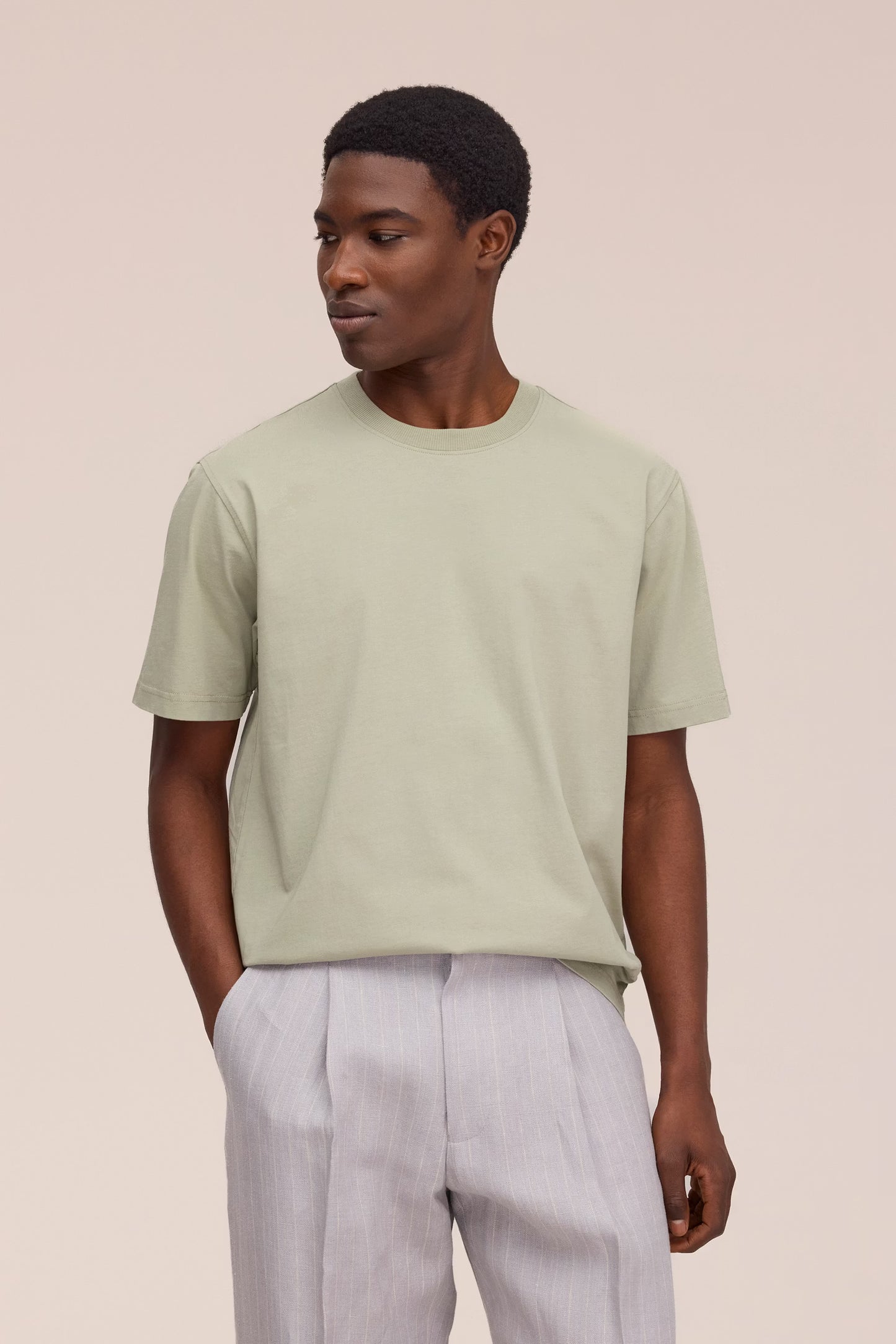 Adam Casual Pima Cotton T-Shirt - Sage Green