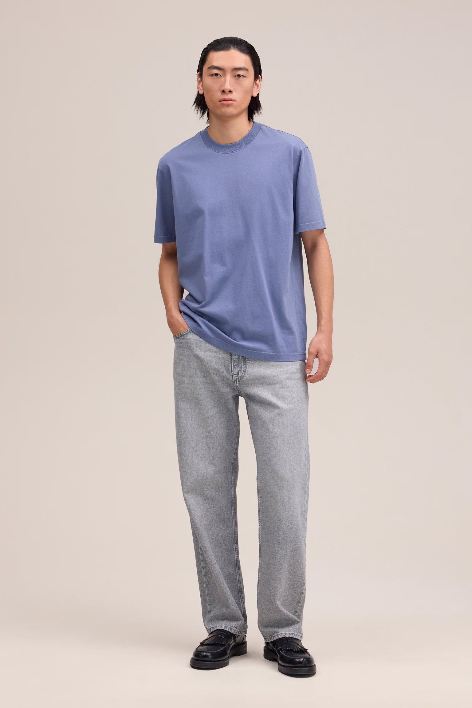 NN07 Adam T-Shirt - Stone - Blue