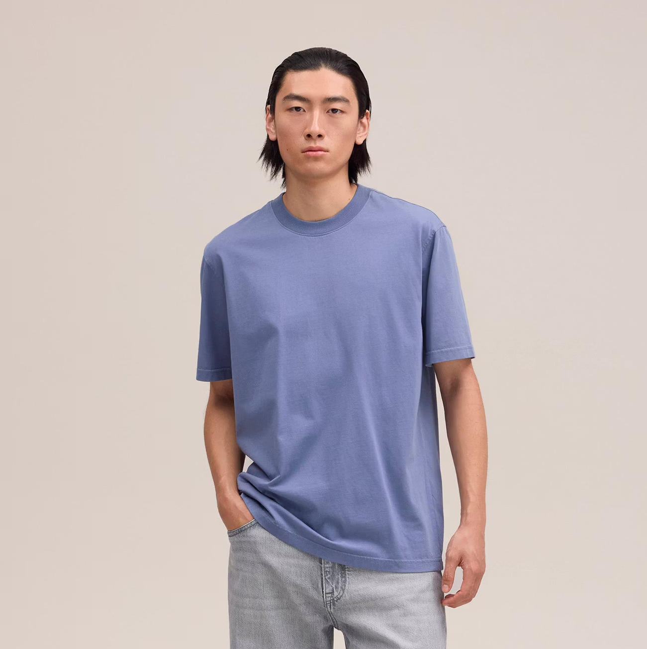 NN07 Adam T-Shirt - Stone - Blue