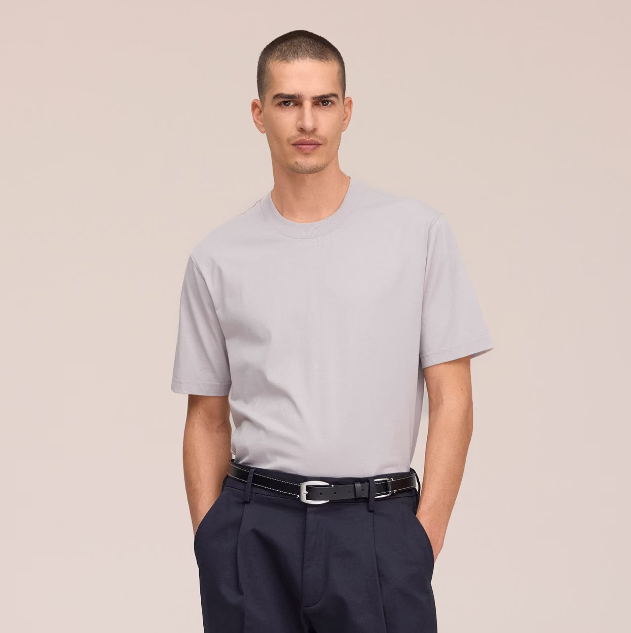 Adam Casual Pima Cotton T-Shirt - Moon Dust