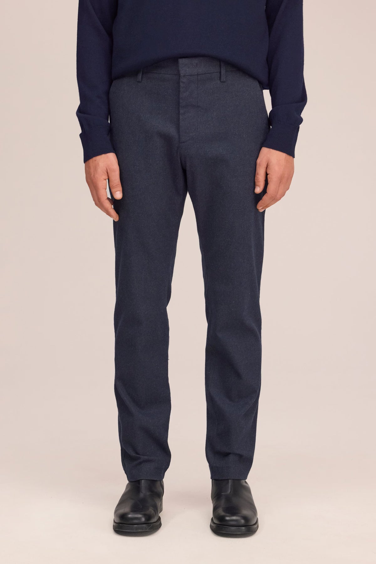 Theo Melange Tailored Slim Fit Chino - Marine Navy