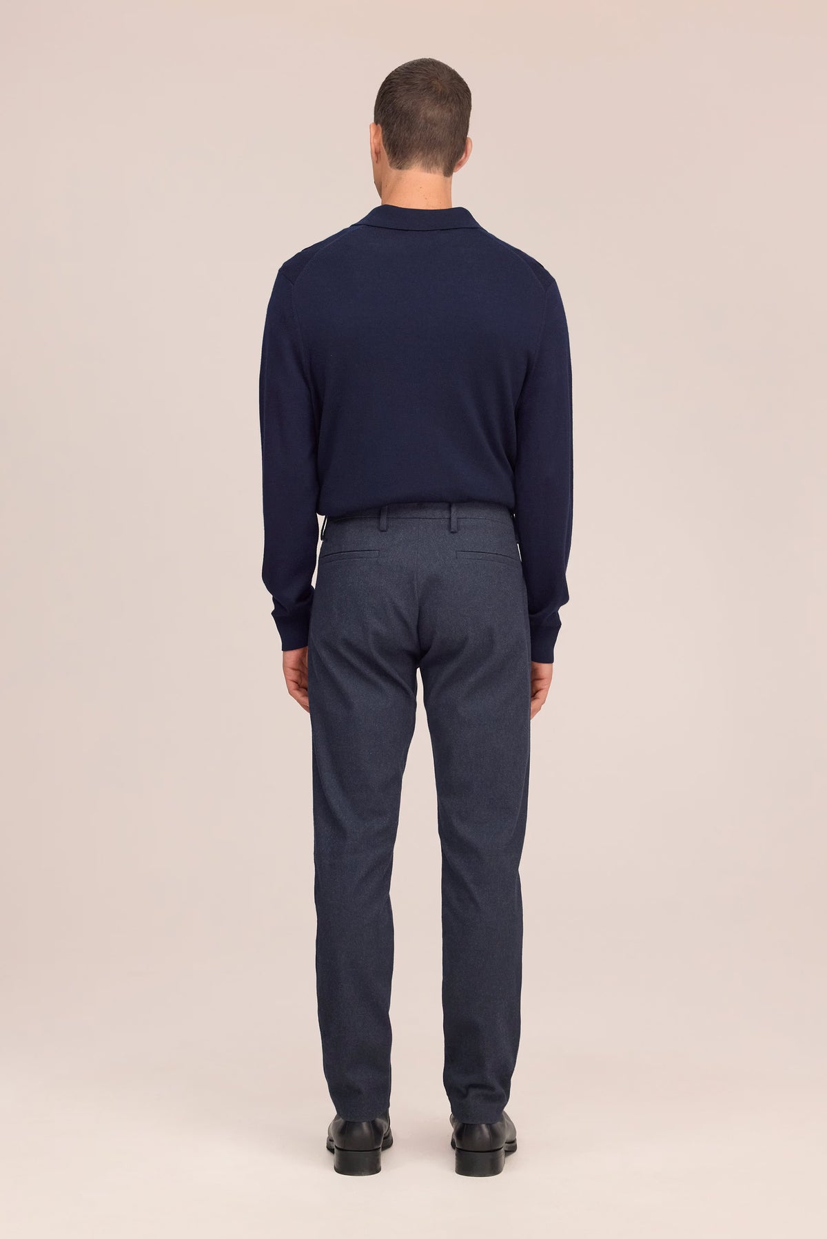Theo Melange Tailored Slim Fit Chino - Marine Navy