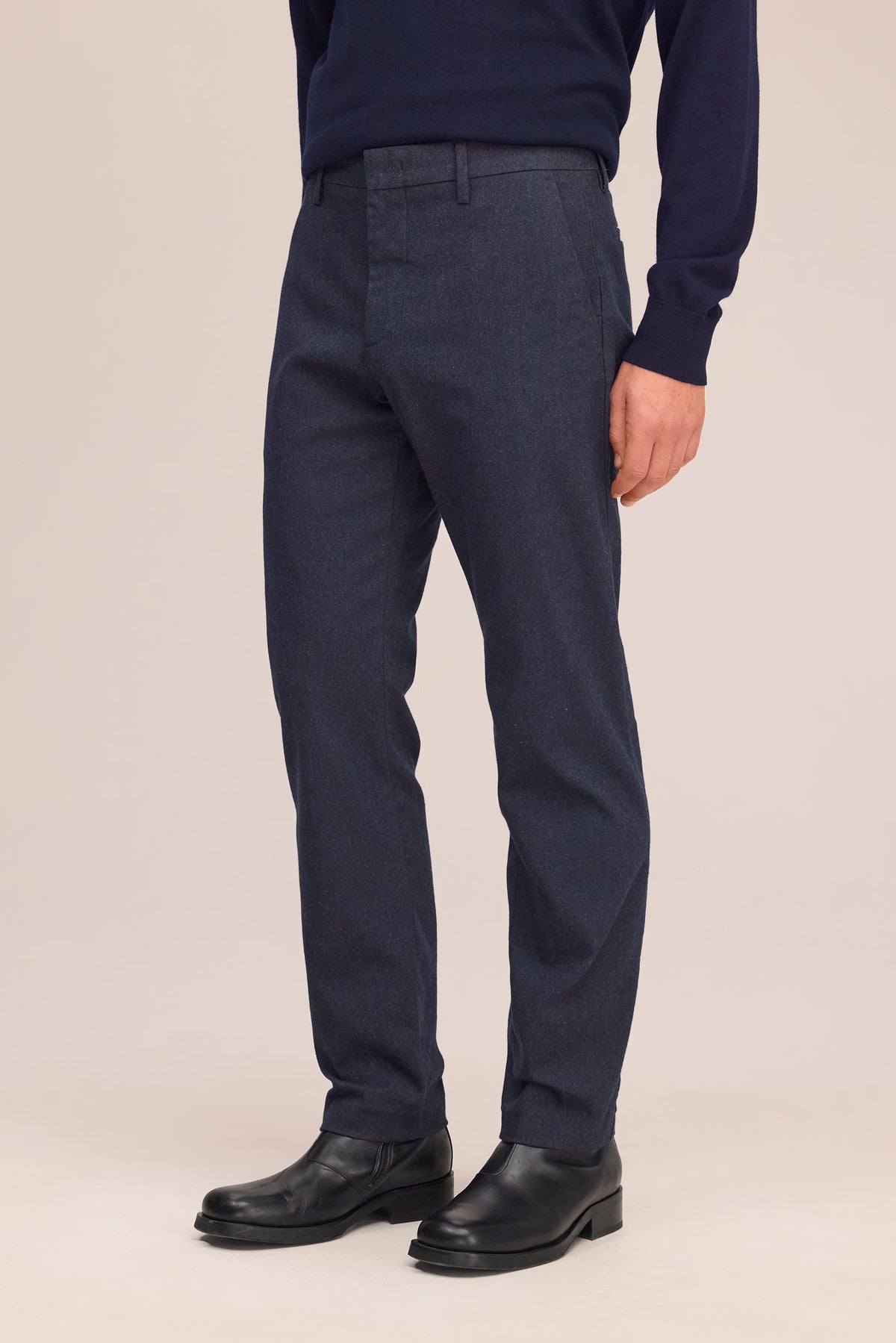 Theo Melange Tailored Slim Fit Chino - Marine Navy