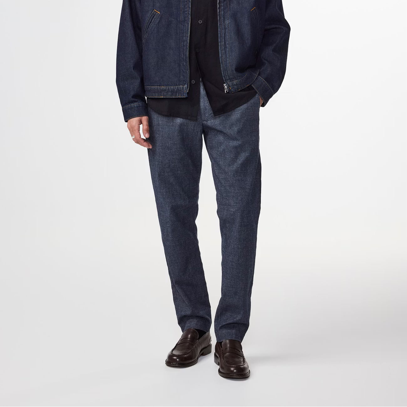 - Theo Melange Tailored Slim Fit Chino - Navy Blue