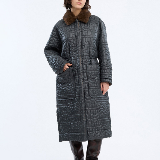 Verger Quilted Coat - Mix Charcoal