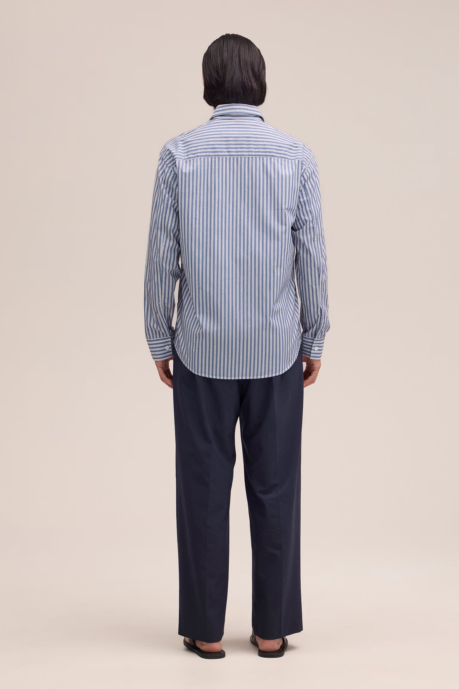 NN07 Freddy PKT Smooth Cotton Shirt - Sea Stripe