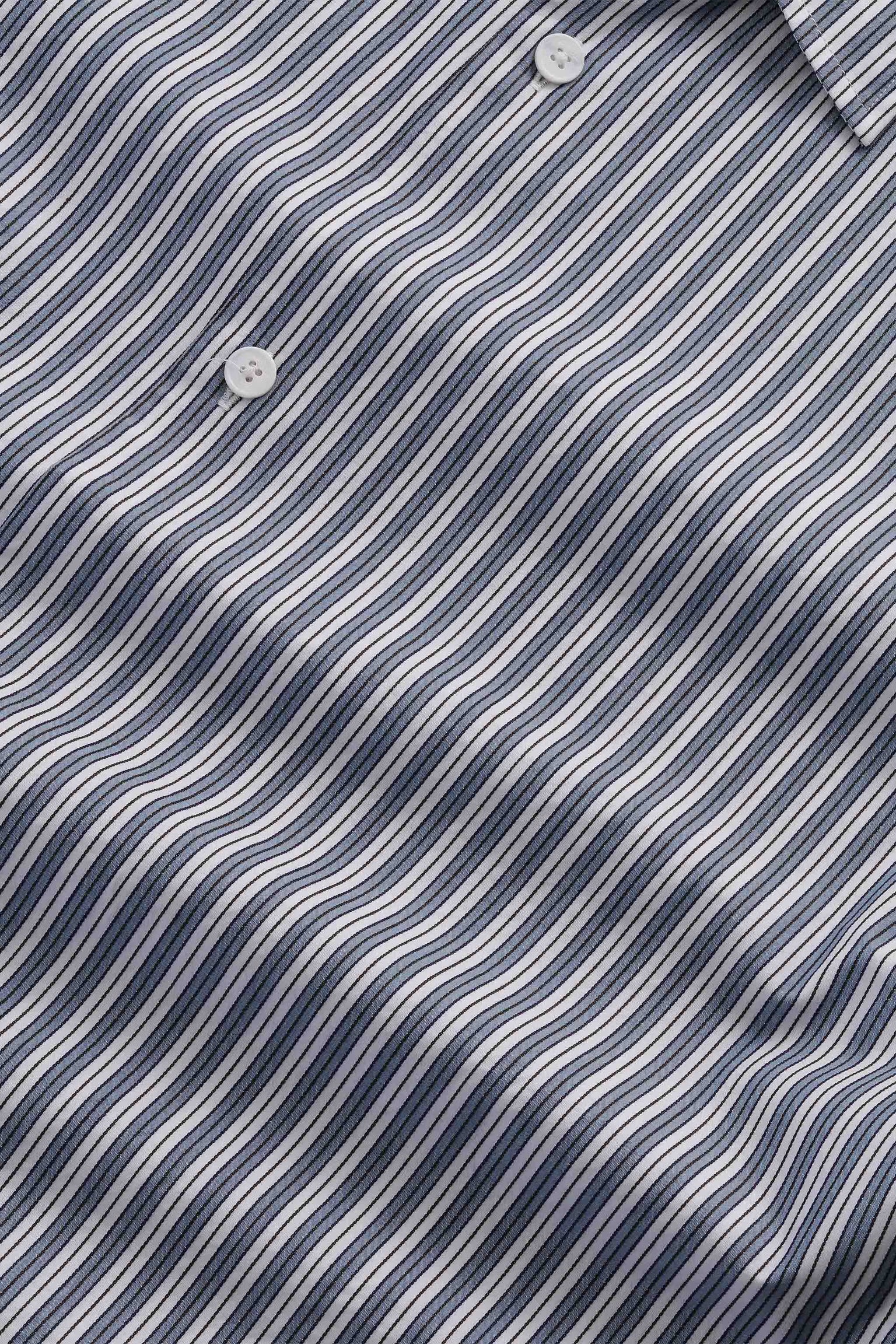 NN07 Freddy PKT Smooth Cotton Shirt - Sea Stripe