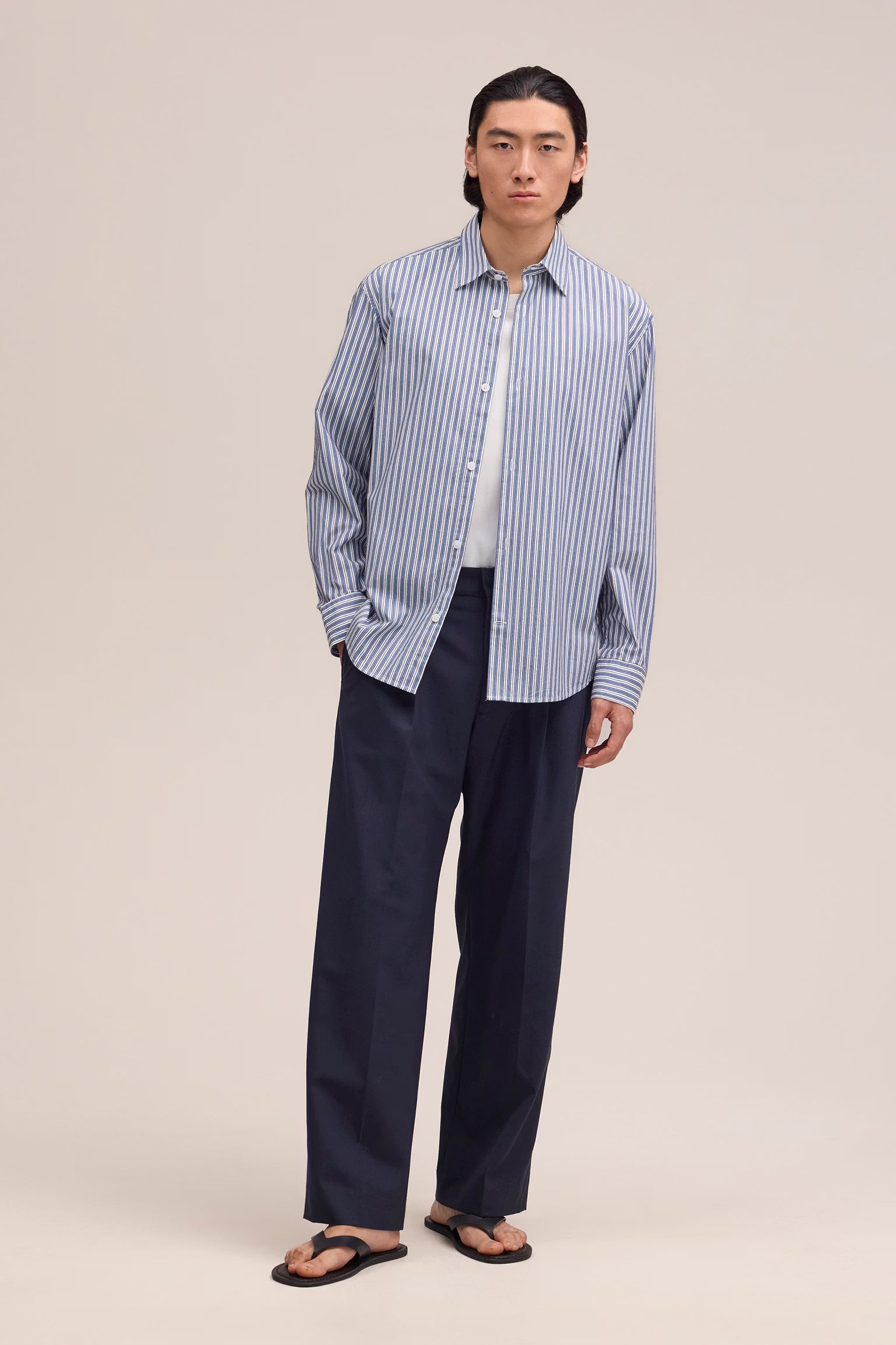 NN07 Freddy PKT Smooth Cotton Shirt - Sea Stripe