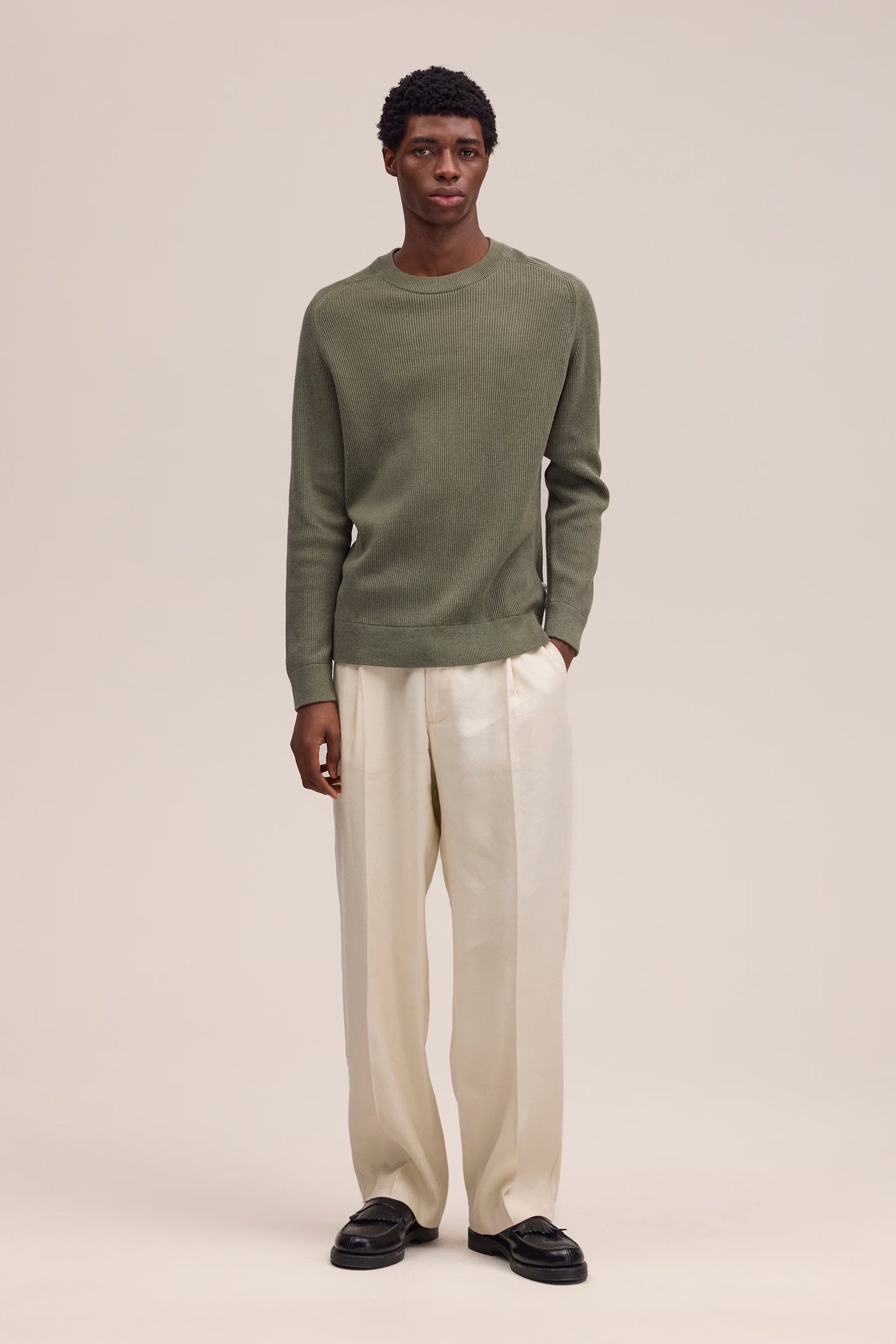 Kevin Ribbed Organic Cotton Sweater - Capers