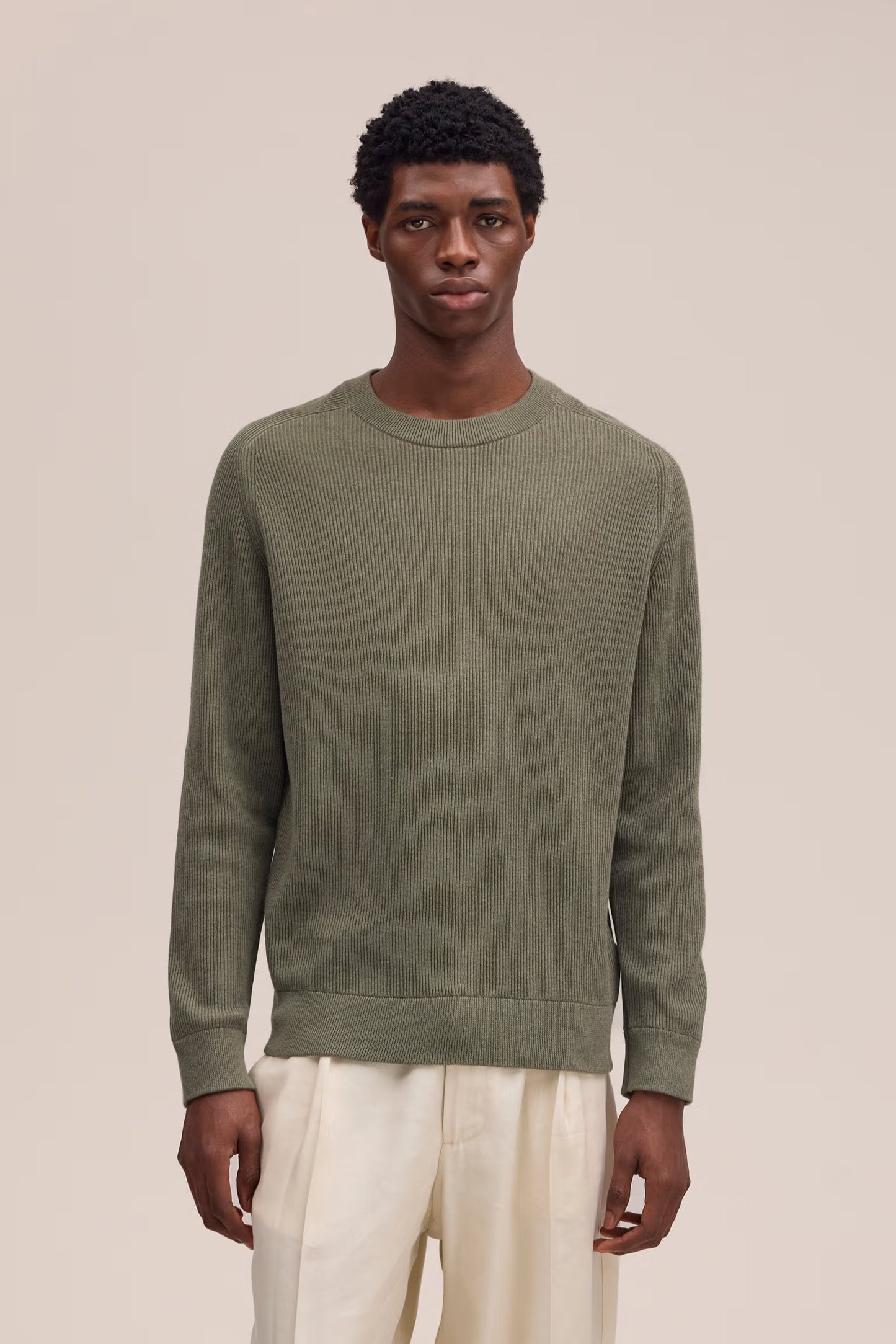 Kevin Ribbed Organic Cotton Sweater - Capers