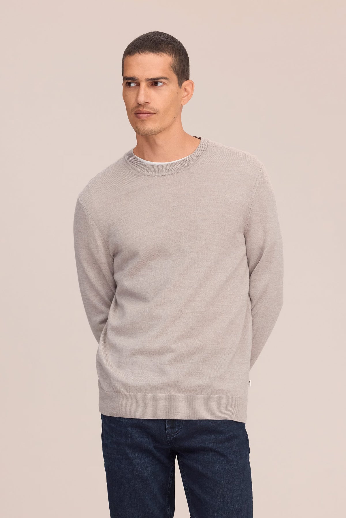 Ted Lightweight Merino Wool Sweater - Khaki Melange