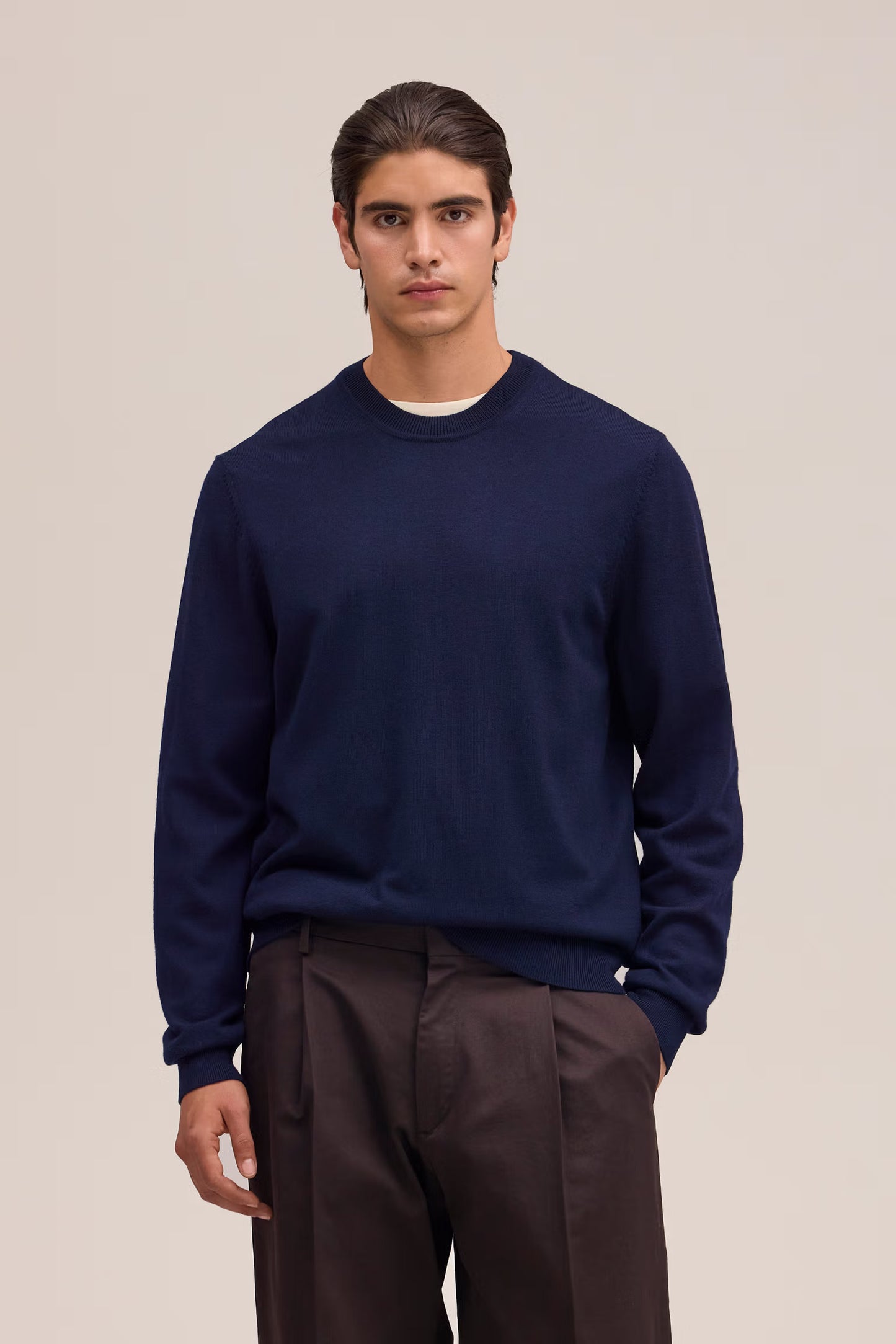 Ted Lightweight Merino Wool Sweater - Navy Blue
