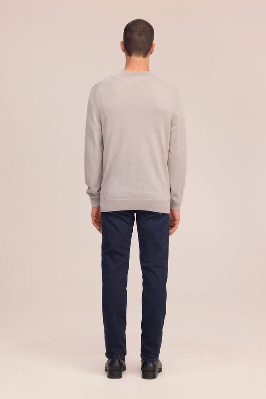 Ted Lightweight Merino Wool Sweater - Khaki Melange