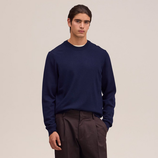 Ted Lightweight Merino Wool Sweater - Navy Blue