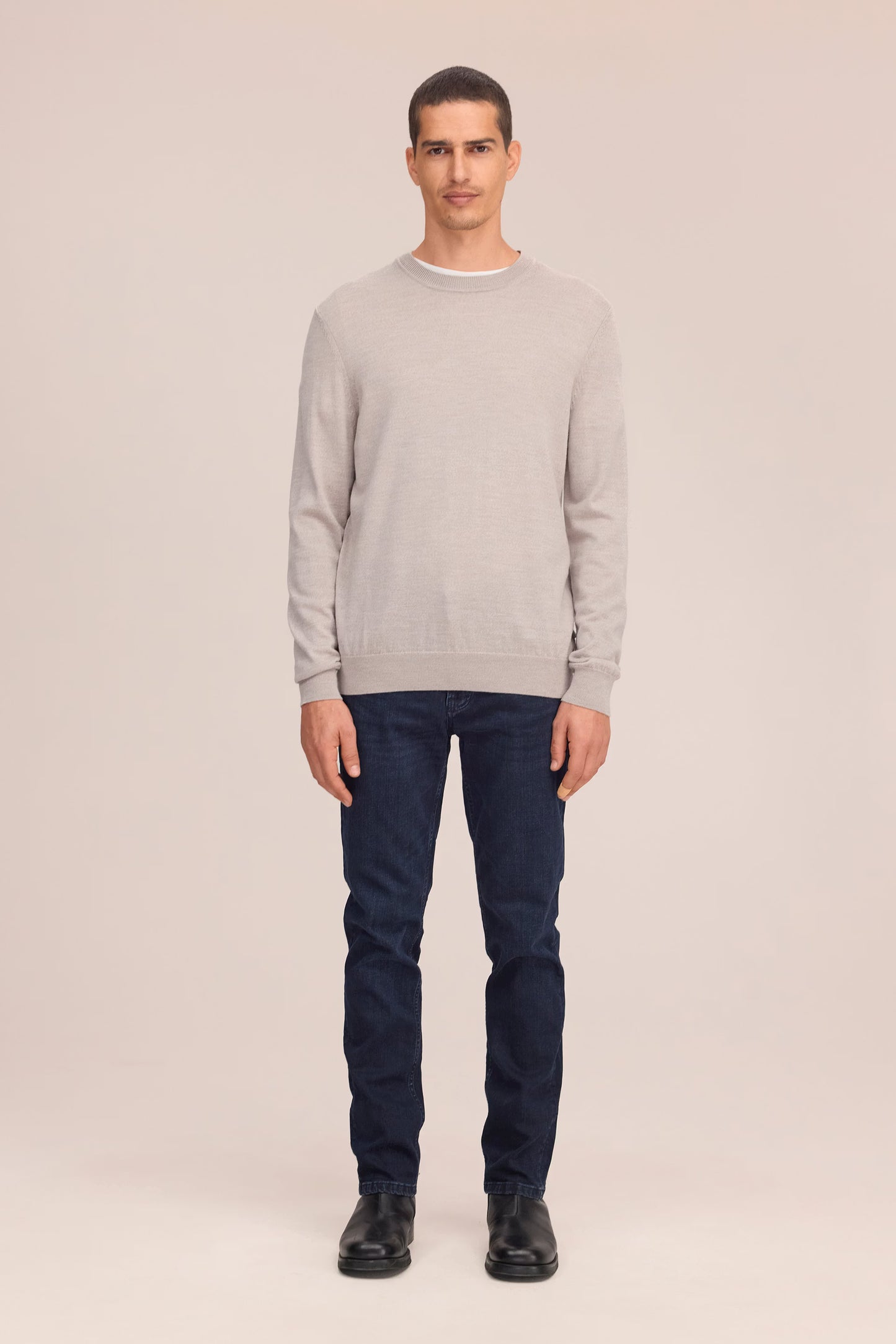 Ted Lightweight Merino Wool Sweater - Khaki Melange