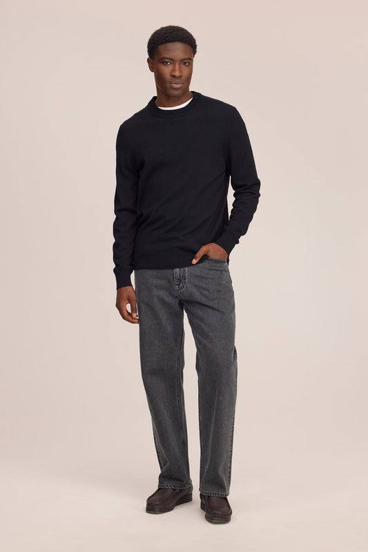 Ted Lightweight Merino Wool Sweater - Black