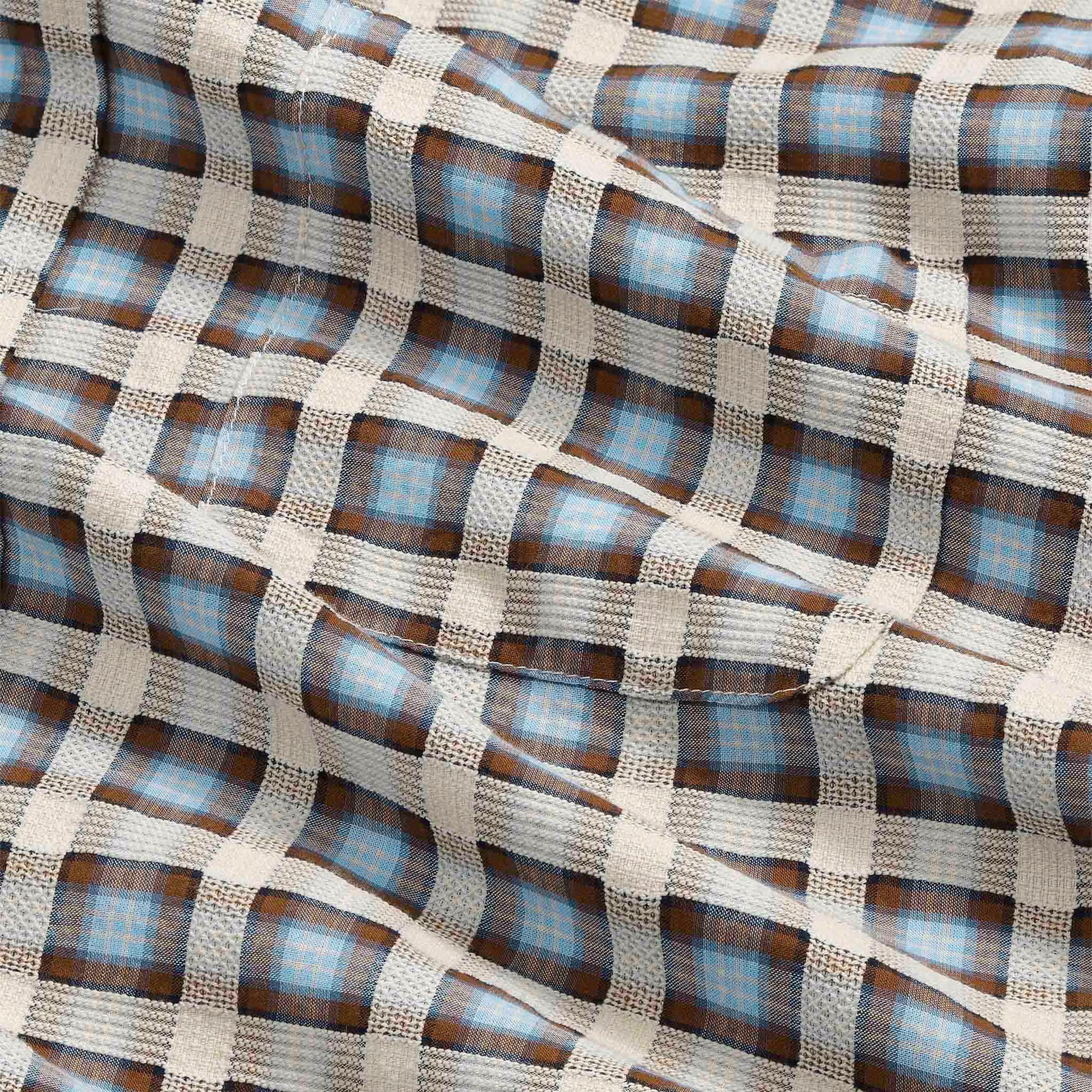 NN07 Deon - Leno Weave Shirt - Blue Check