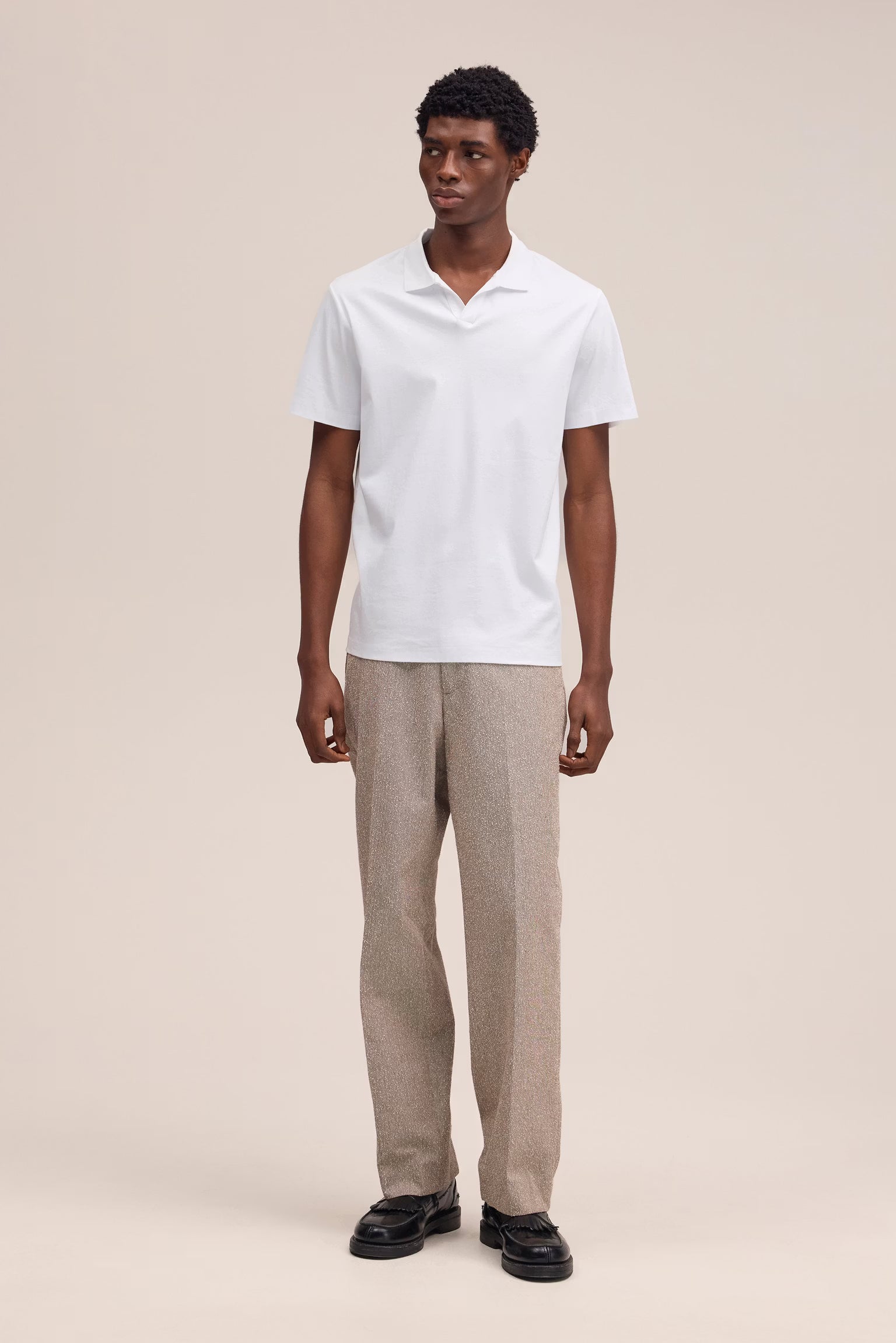 NN07 Paul Open Collar Organic Cotton Polo - White