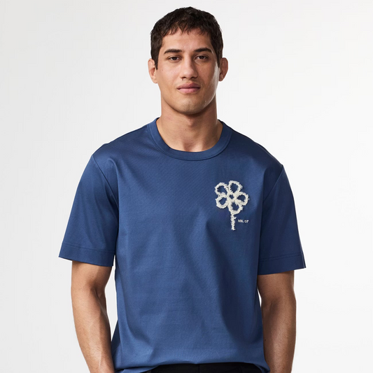 Pedro Embroidered T-Shirt - Denim Blue