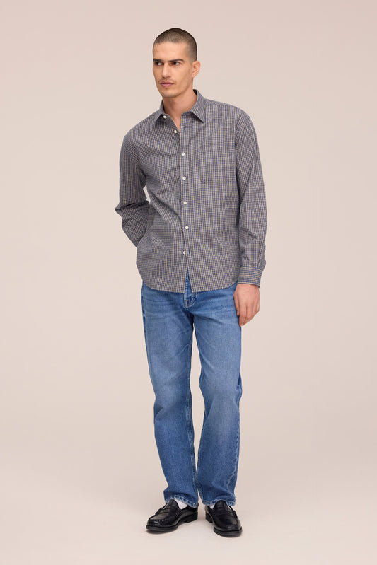 Deon Casual Flannel Shirt - Indigo Check