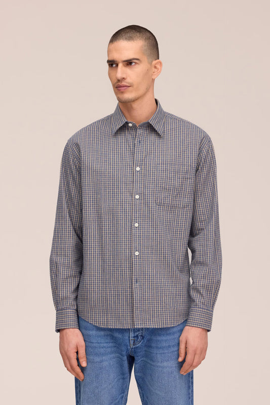 Deon Casual Flannel Shirt - Indigo Check
