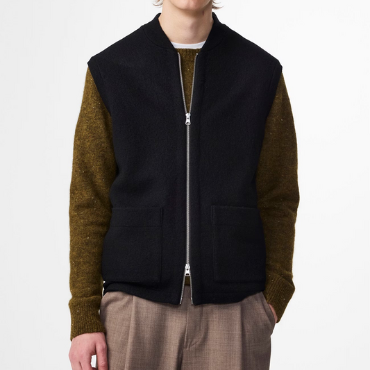 Boiled Merino Wool Vest - Black