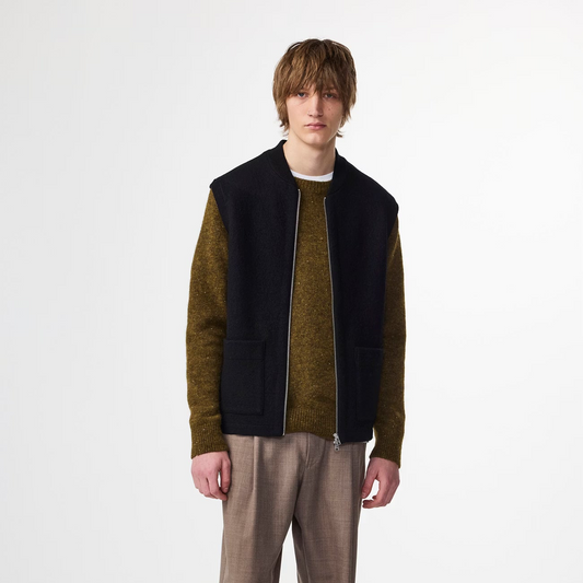 Boiled Merino Wool Vest - Black