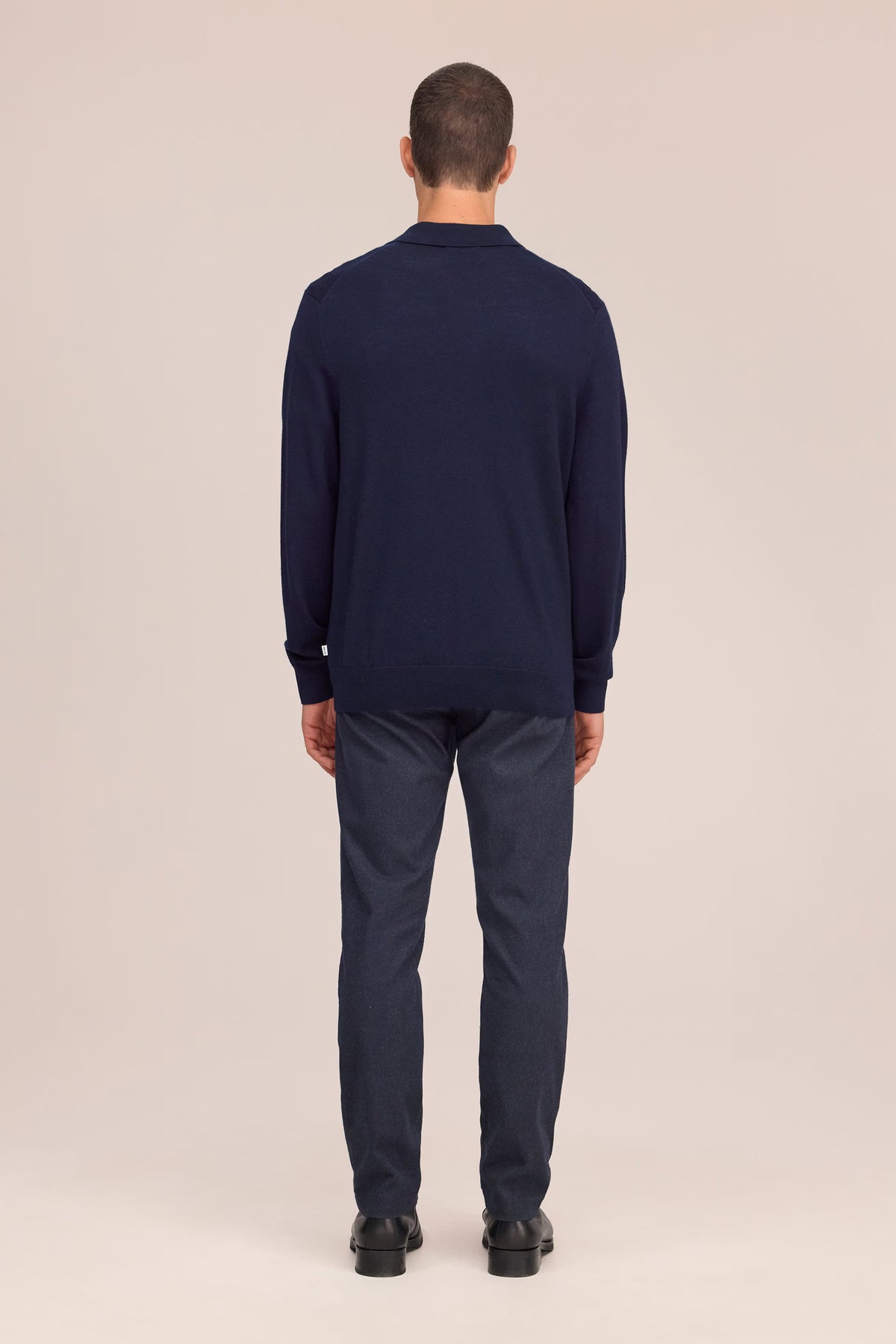 Emerson Lightweight Merino Wool Polo - Navy Blue