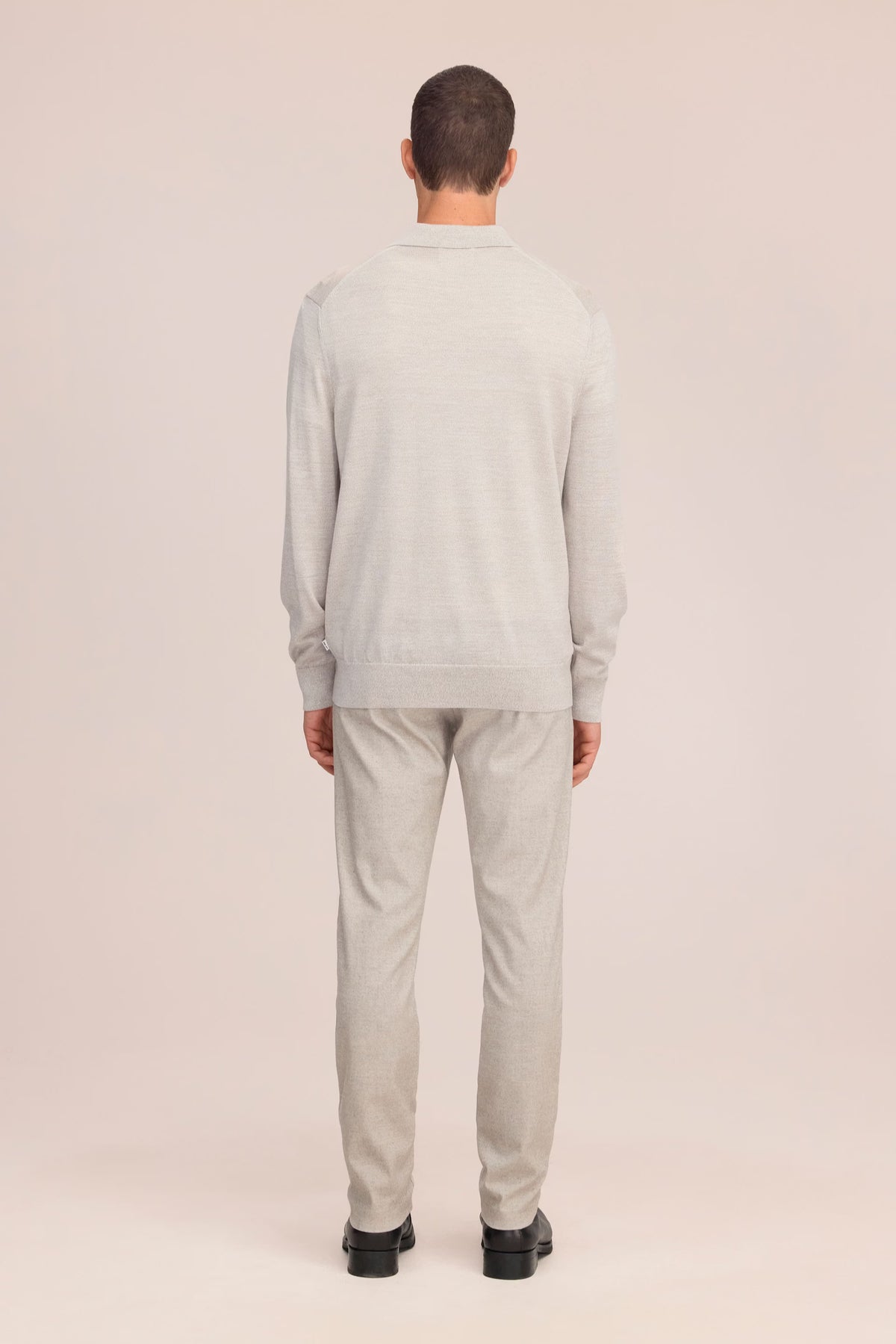 Emerson Lightweight Merino Wool Polo - White Pepper