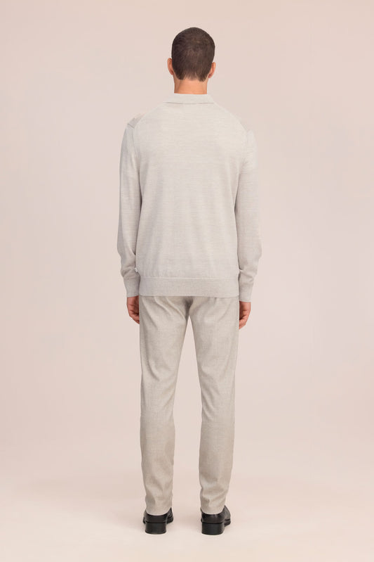 Emerson Lightweight Merino Wool Polo - White Pepper