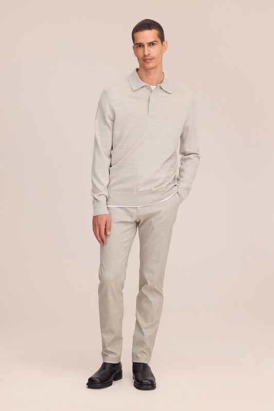 Emerson Lightweight Merino Wool Polo - White Pepper