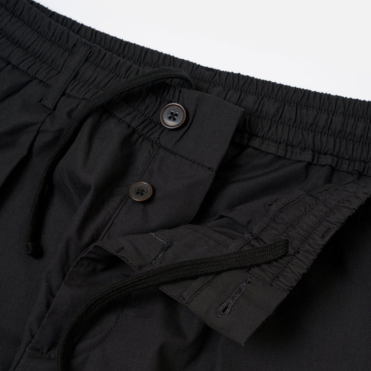 Recycled Polytech Pleated Track Pant - Black