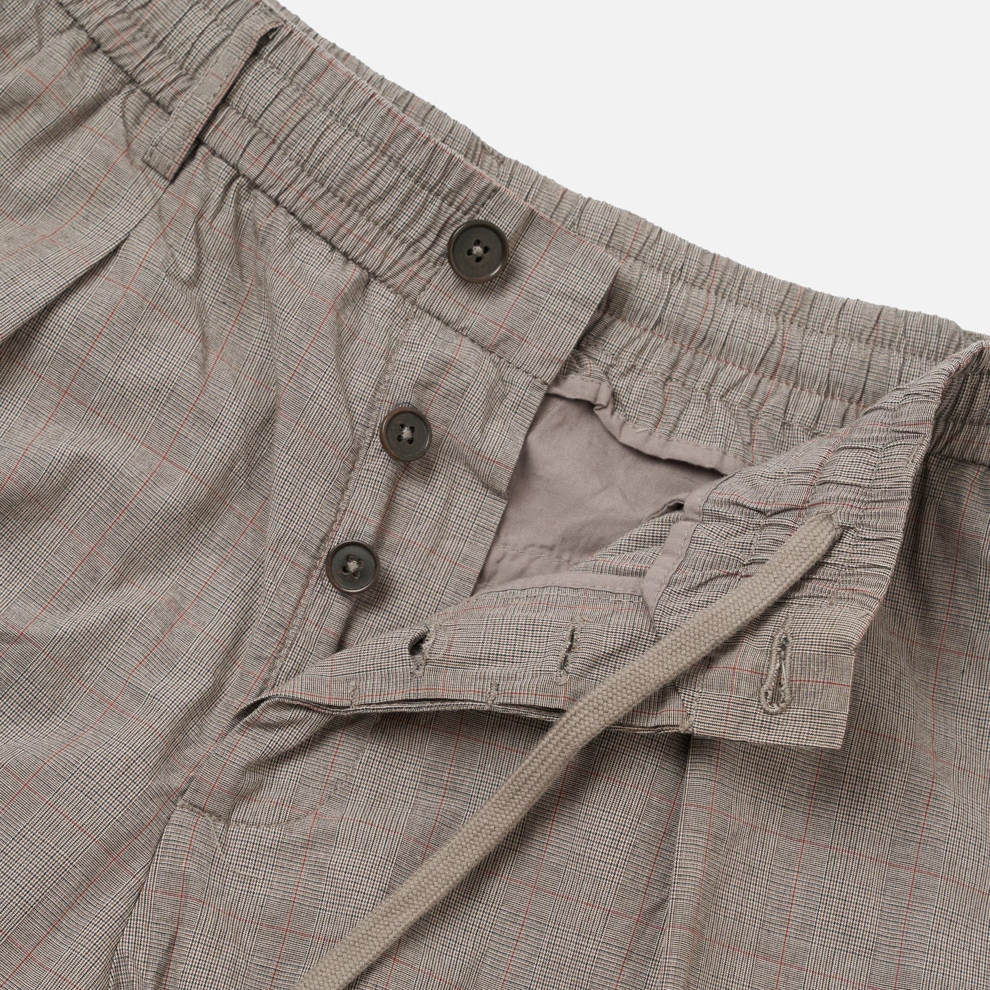 Wales Glen Check Pleated Track Pant - Grey Brown