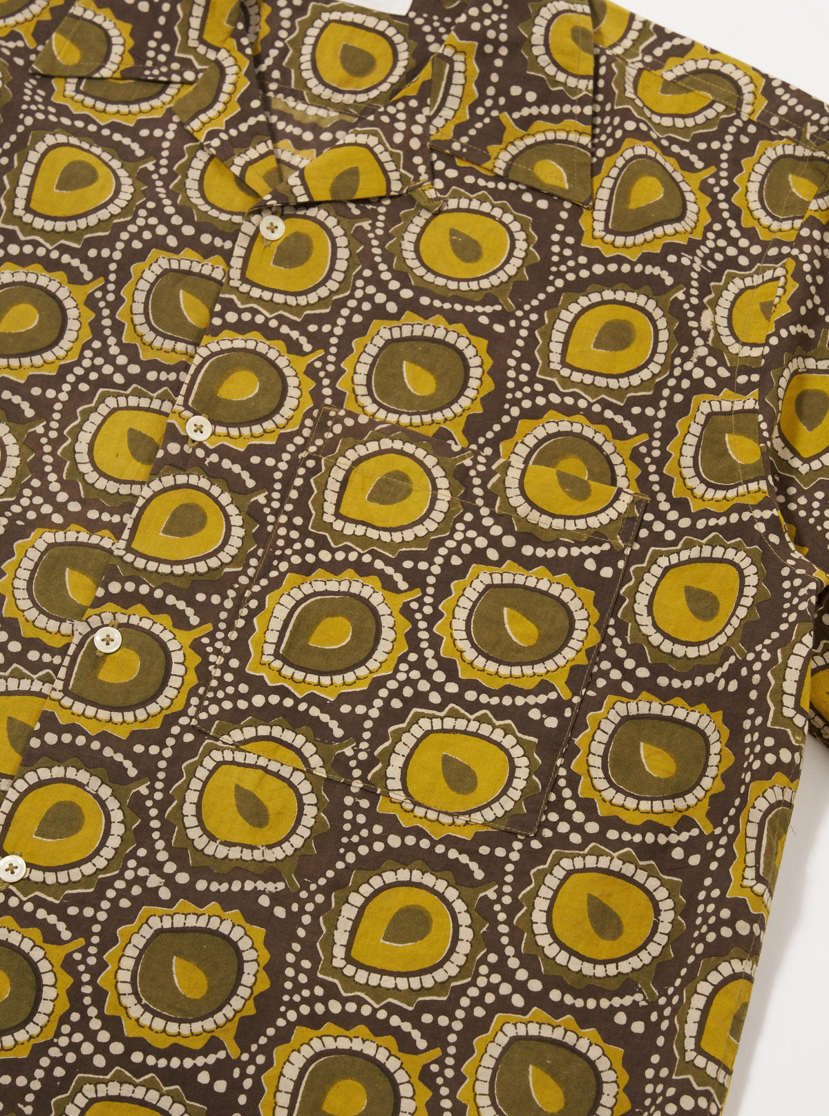 Cape Block Print Camp Shirt - Olive