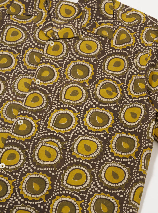 Cape Block Print Camp Shirt - Olive