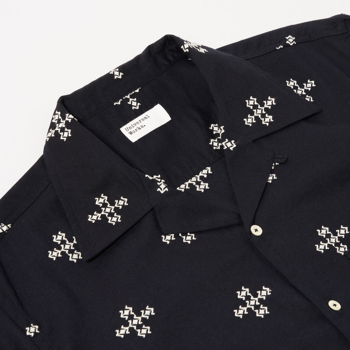 Embroidered Diamond Camp Shirt - Black