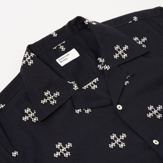 Embroidered Diamond Camp Shirt - Black